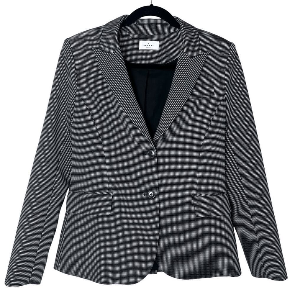 Argent 2-Button Peak Lapel Black and White Blazer Sz 6
